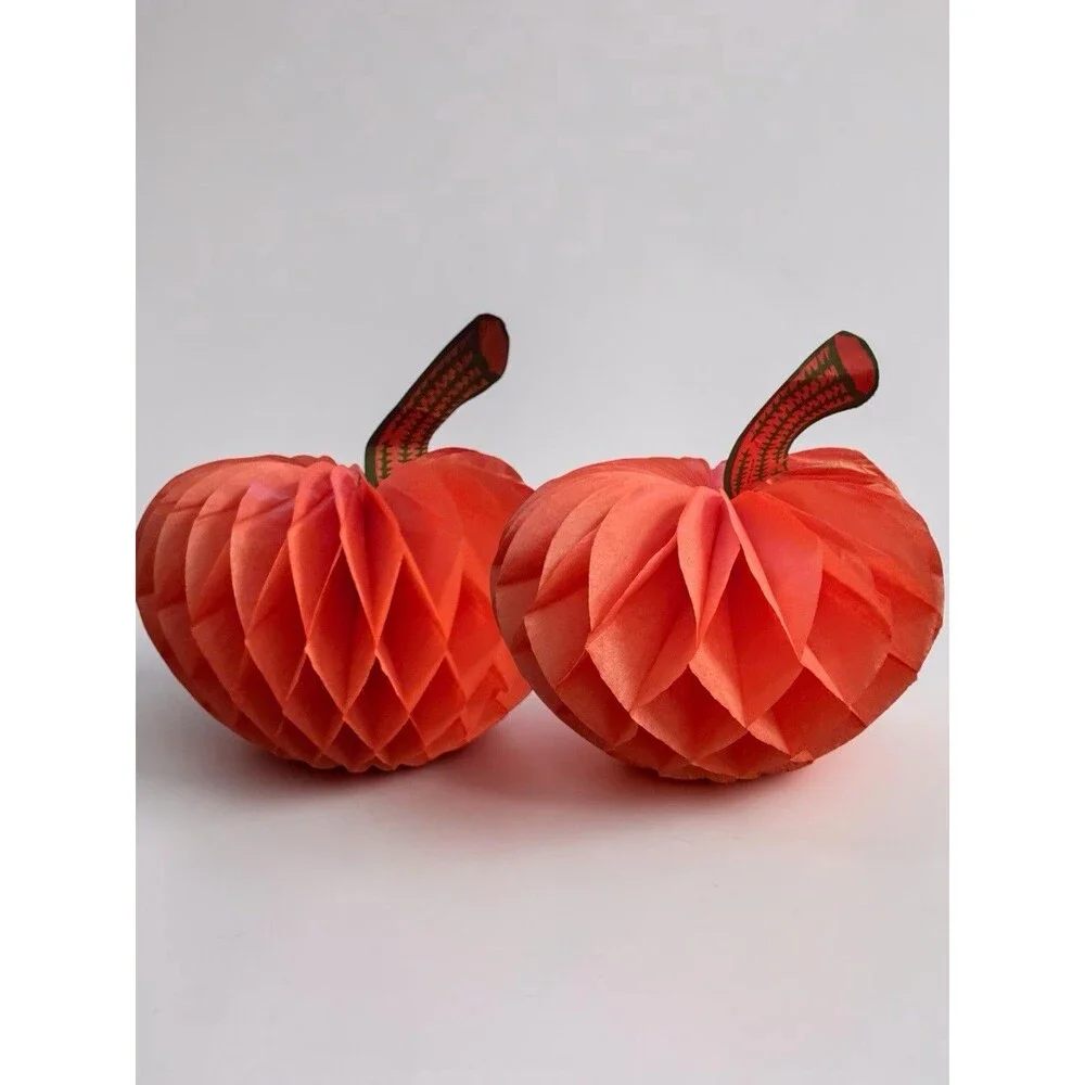 Vintage Halloween Decorations Lot Honeycomb Pumpkins Fall Decor Ephemera